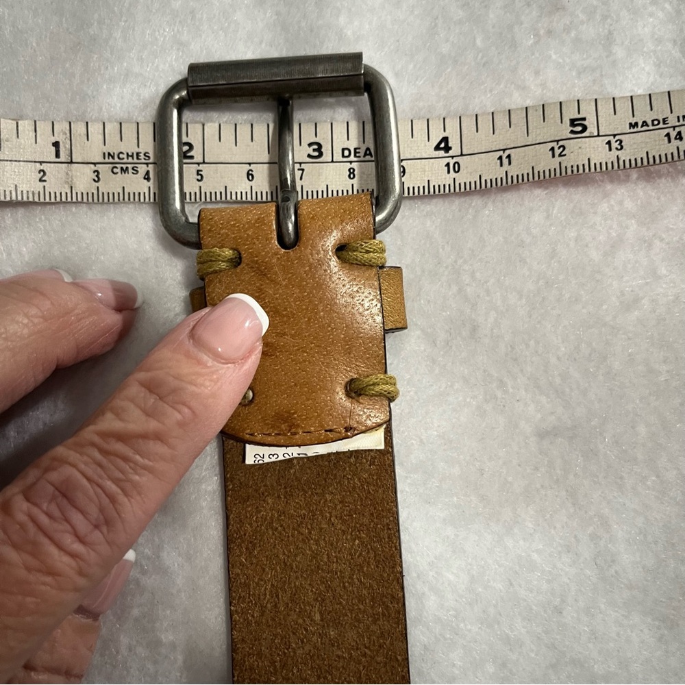 Zara Tan Single Grommet Leather Belt - Picture 7 of 8